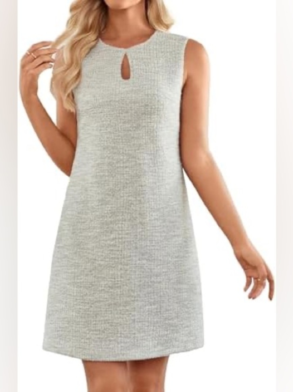 GRACE KARIN Ivory Tweed Dress